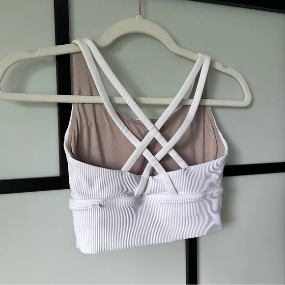 [4] NWOT Lululemon Athletica White Ribbed Longline Energy Sports Bra - Picture 7 of 11